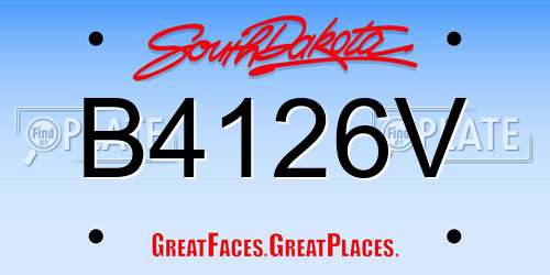 B4126V South Dakota License Plate