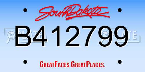 B412799 South Dakota License Plate