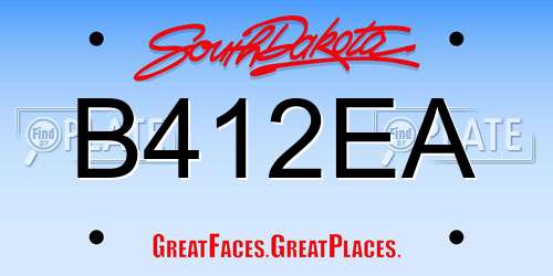 B412EA South Dakota License Plate