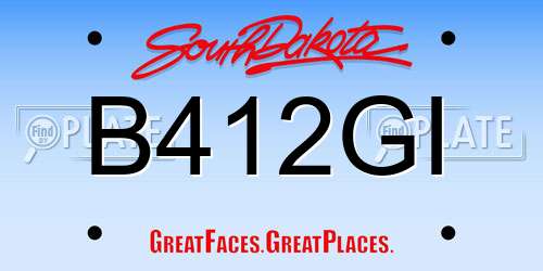 B412GI South Dakota License Plate
