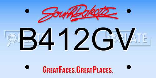 B412GV South Dakota License Plate