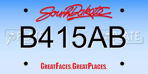 B415AB South Dakota License Plate