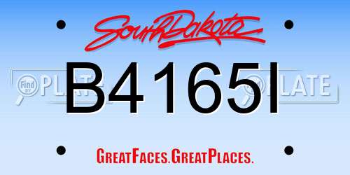 B4165I South Dakota License Plate