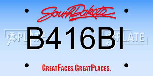 B416BI South Dakota License Plate