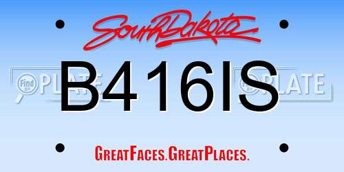 B416IS South Dakota License Plate