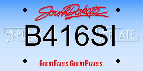 B416SI South Dakota License Plate