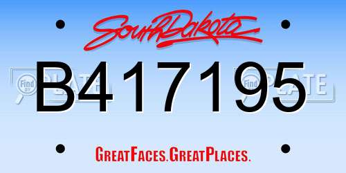 B417195 South Dakota License Plate