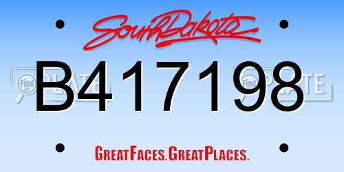 B417198 South Dakota License Plate