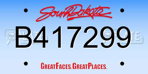 B417299 South Dakota License Plate