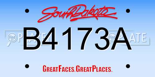 B4173A South Dakota License Plate