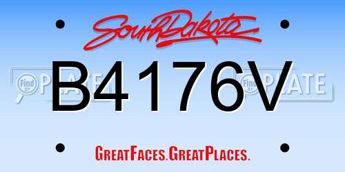 B4176V South Dakota License Plate