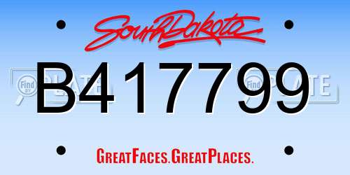 B417799 South Dakota License Plate
