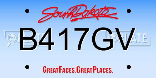 B417GV South Dakota License Plate