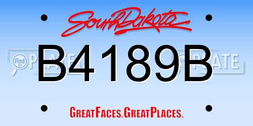 B4189B South Dakota License Plate