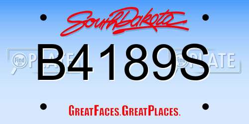 B4189S South Dakota License Plate