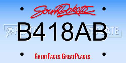 B418AB South Dakota License Plate