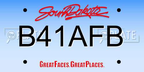 B41AFB South Dakota License Plate