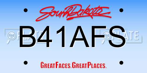 B41AFS South Dakota License Plate