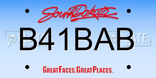 B41BAB South Dakota License Plate
