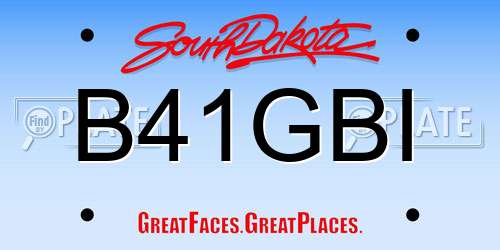B41GBI South Dakota License Plate