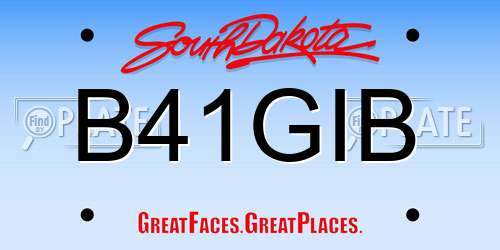 B41GIB South Dakota License Plate