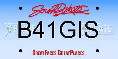 B41GIS South Dakota License Plate