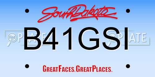 B41GSI South Dakota License Plate