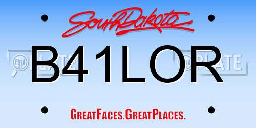 B41LOR South Dakota License Plate