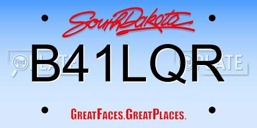 B41LQR South Dakota License Plate