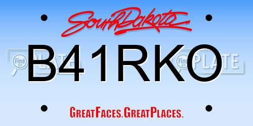 B41RKO South Dakota License Plate