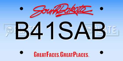 B41SAB South Dakota License Plate