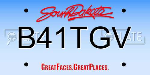 B41TGV South Dakota License Plate