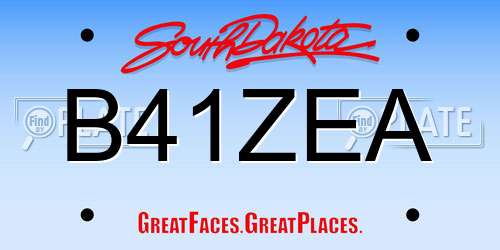 B41ZEA South Dakota License Plate
