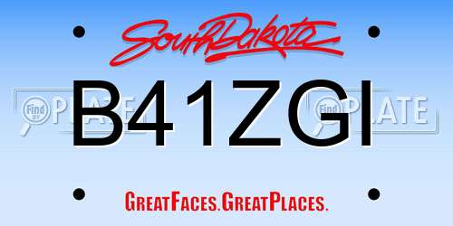 B41ZGI South Dakota License Plate