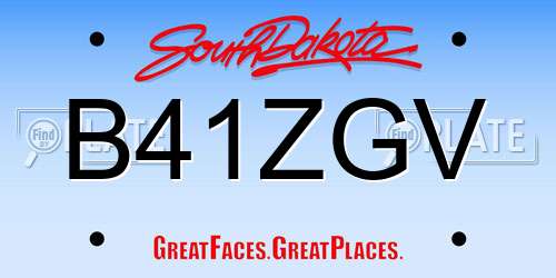 B41ZGV South Dakota License Plate