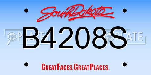 B4208S South Dakota License Plate