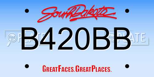 B420BB South Dakota License Plate