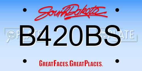 B420BS South Dakota License Plate