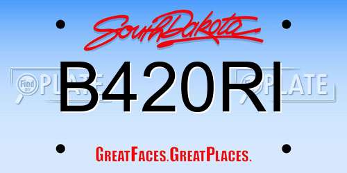 B420RI South Dakota License Plate