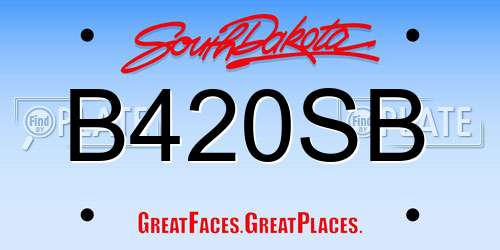 B420SB South Dakota License Plate