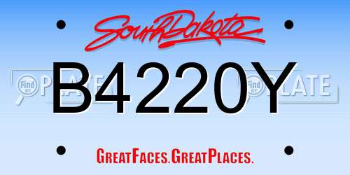 B4220Y South Dakota License Plate