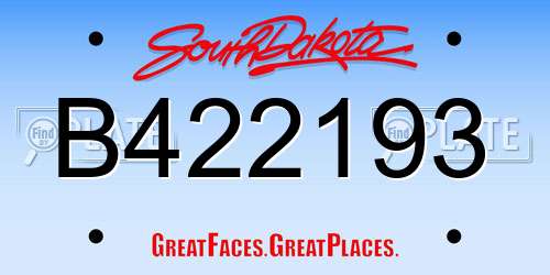 B422193 South Dakota License Plate