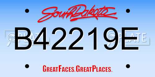B42219E South Dakota License Plate
