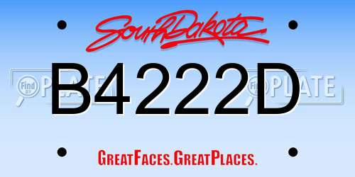 B4222D South Dakota License Plate