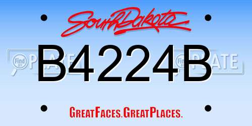 B4224B South Dakota License Plate