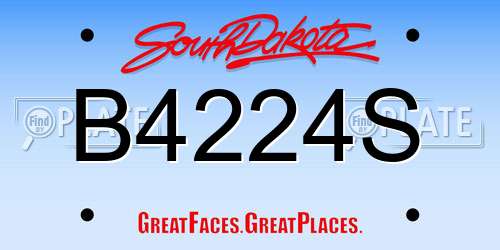 B4224S South Dakota License Plate