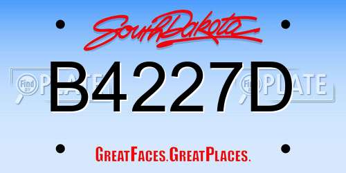 B4227D South Dakota License Plate
