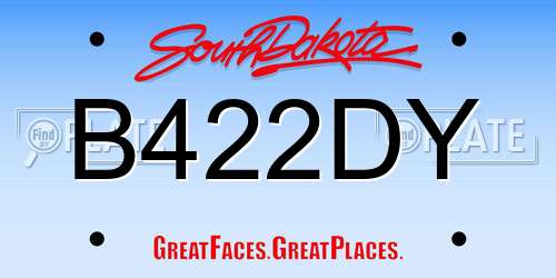 B422DY South Dakota License Plate