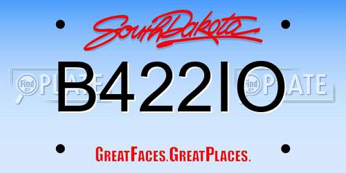 B422IO South Dakota License Plate