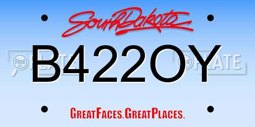B422OY South Dakota License Plate